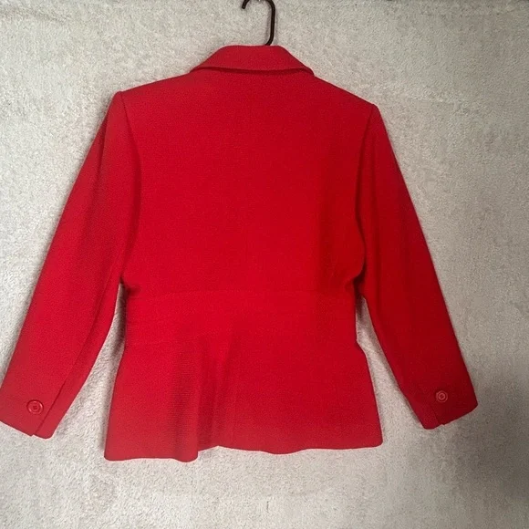 Yves Saint Laurent Encore Women’s Red Suit Jacket & Skirt 100% Wool Size 12 - Picture 7 of 16